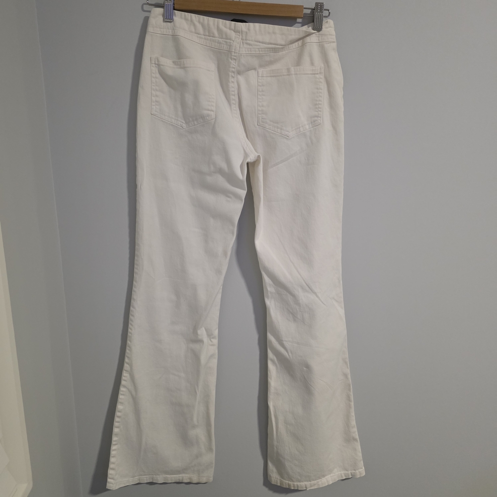 MAX B White Sailor Button Wide Leg Pants Y2K Made in Canada Size 7 - Picture 6 of 13